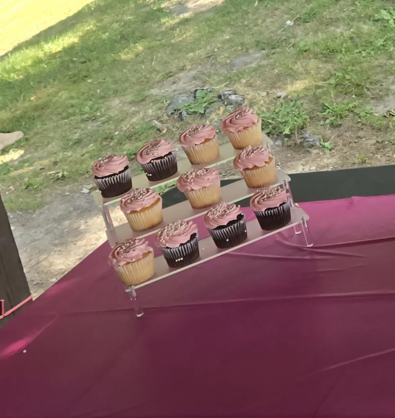 Acrylic Display Risers, 3 Tier Perfume Organizer, Clear Cupcake Stand | Large Shelf Risers for Figures, Dessert Shelves for Party, Display Holder for Decoration and Organizer customer photo 2