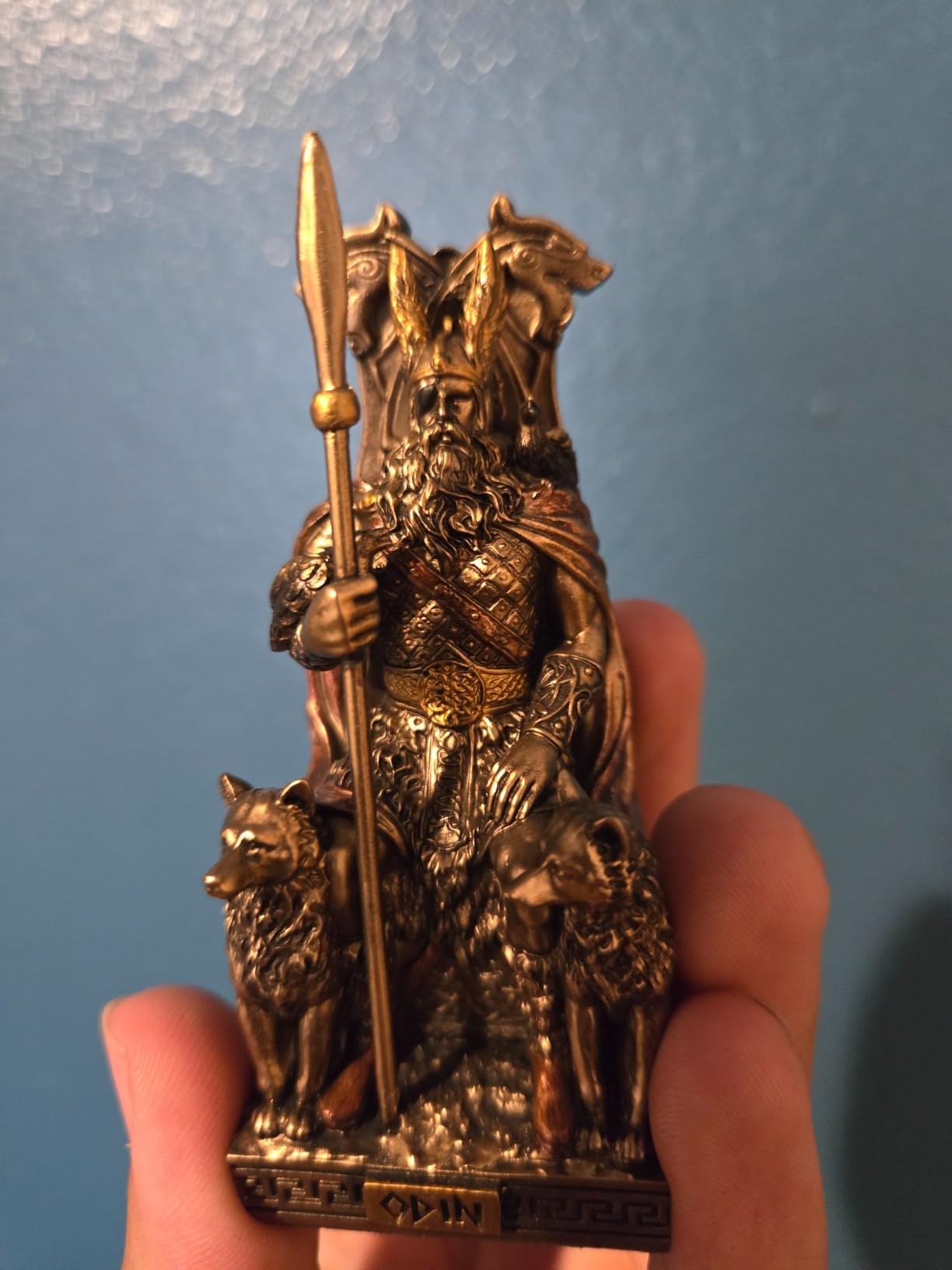 Veronese Design 3 1/2 Inches Norse God All Father Odin Sitting on Throne Miniature Resin Figurine Handpainted Bronze Finish customer photo 1