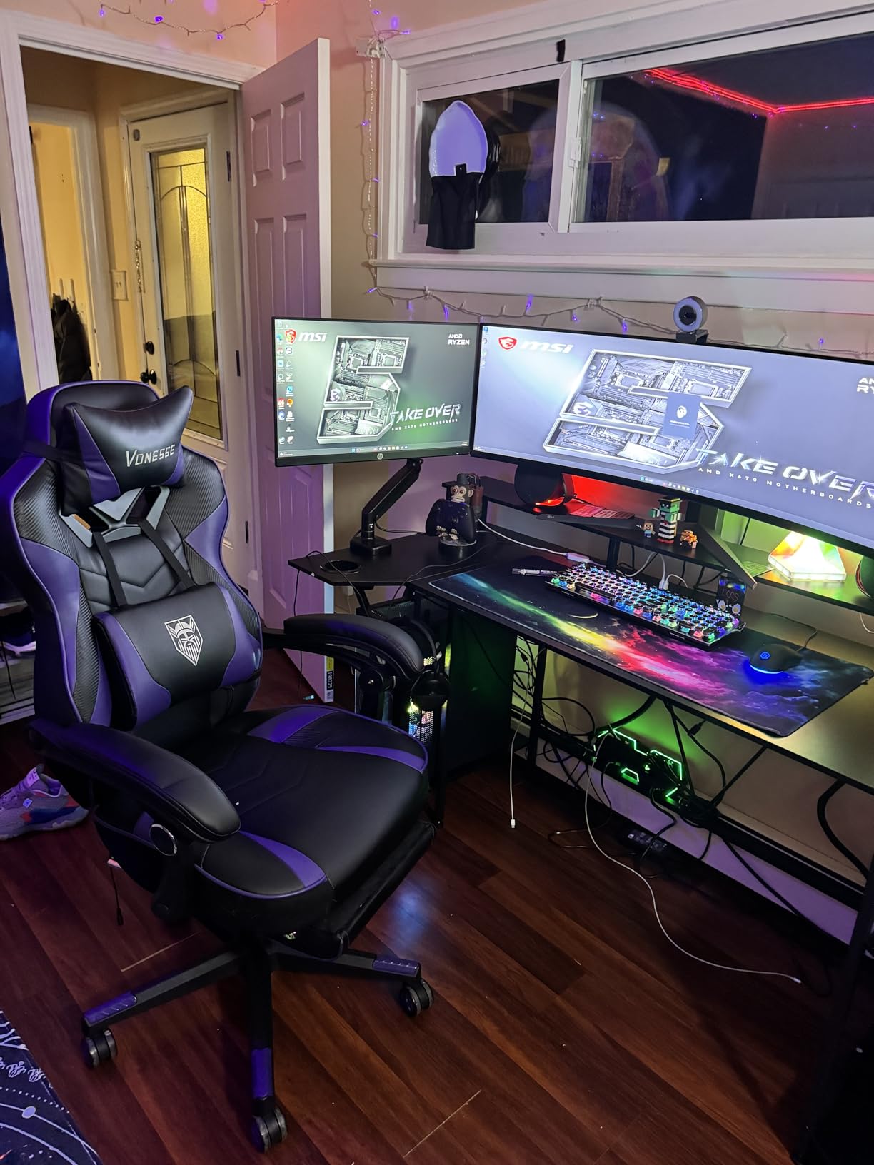 SEDETA Gaming Desk 70.8'' with LED Lights, Storage Shelves,Power Outlets customer photo 2