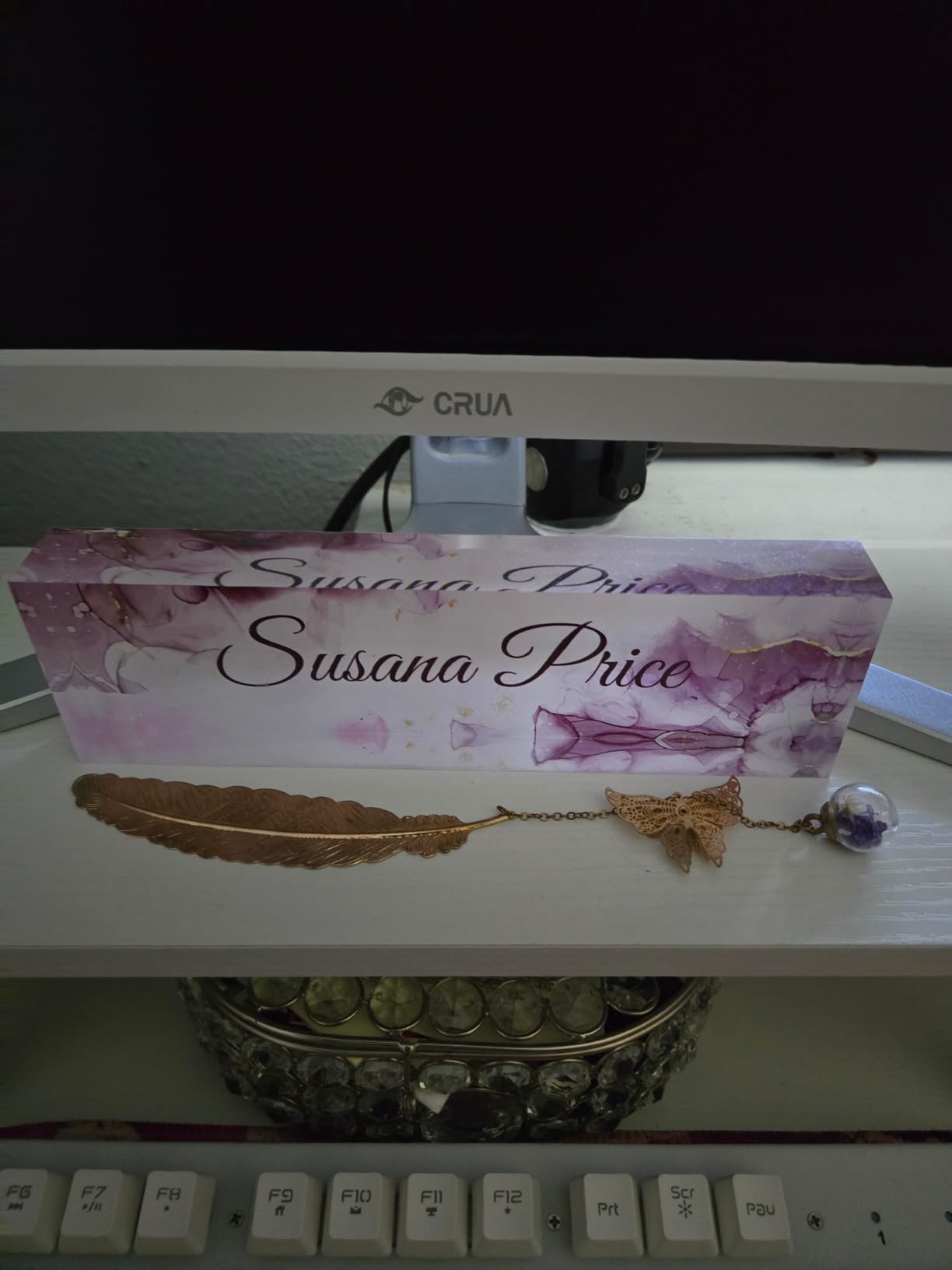 Name Plate for Desk, Desk Name Plate Personalized, Office Decor for Women Men, Acrylic Desktop Accessories, Office Gifts for Boss Nurse Teacher Coworker, Employee Appreciation Gift (Green Coast B) customer photo 1