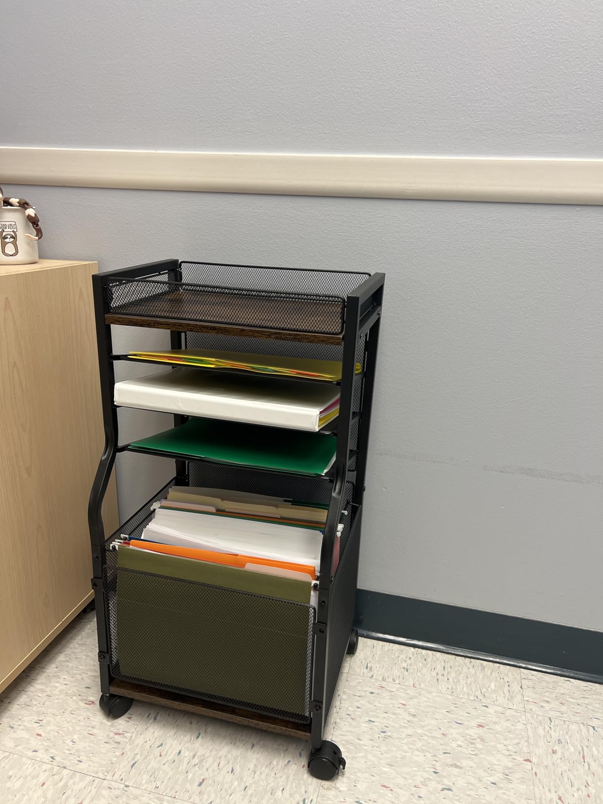 3IngSeagulls Rolling File Cart, 5-Tier Mobile Filing Cabinet on Lockable Wheels, Under Desk Storage, Mesh Sliding Hanging Folder, Office Storage & Organization Cabinet for Office, Home, and School customer photo 2