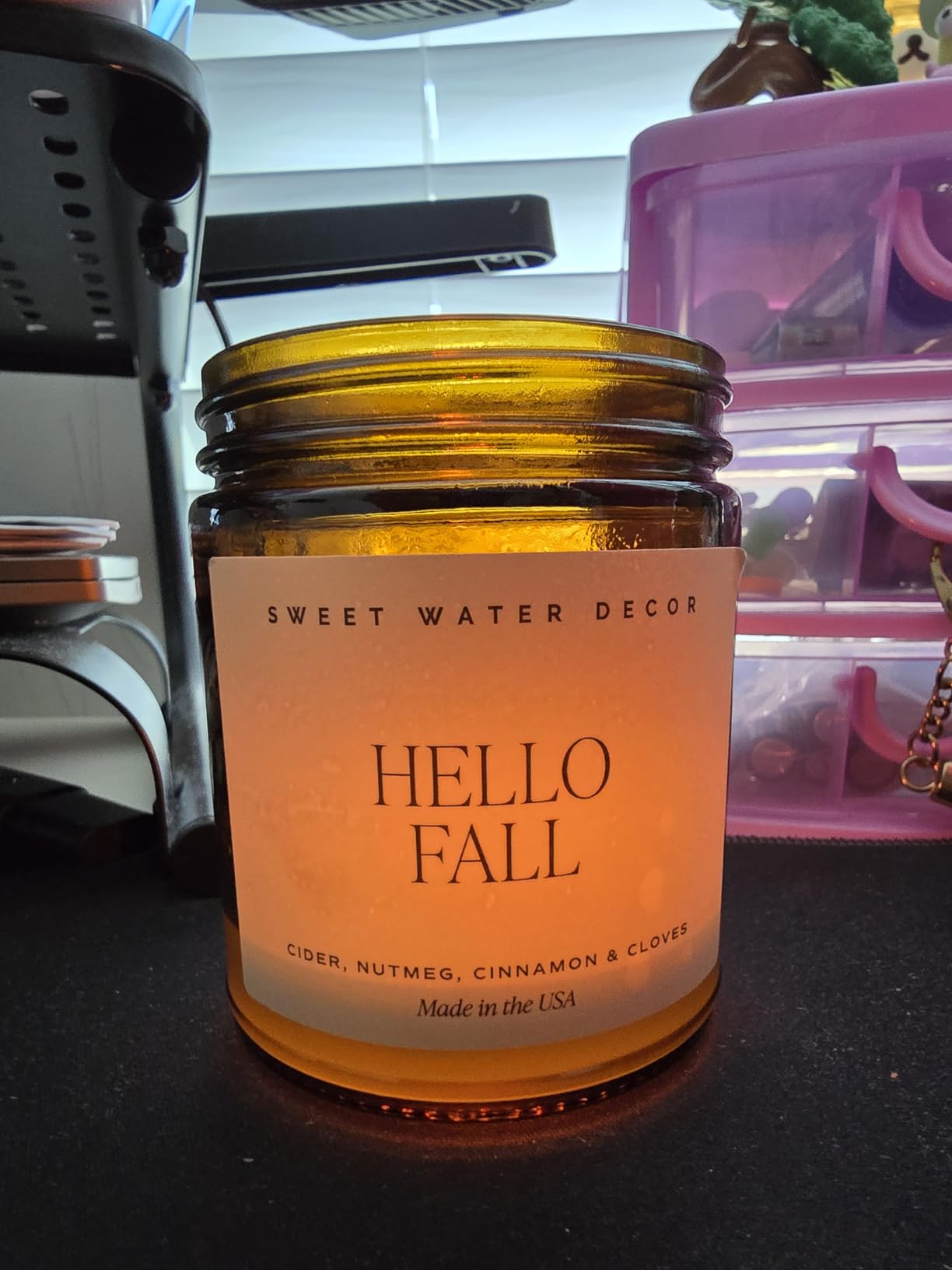 Sweet Water Decor Hello Fall Candle, 9oz Amber Jar, Autumn Scents for Home customer photo 1