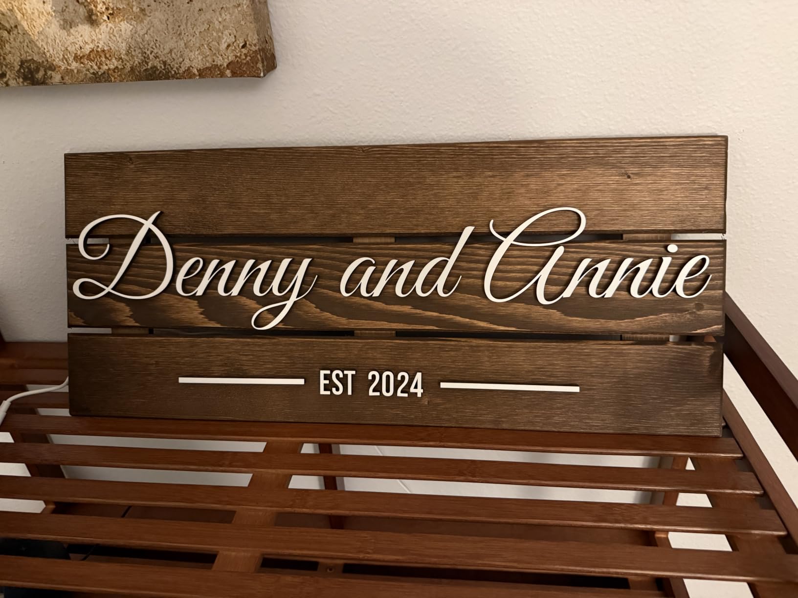 Wooden Name Sign Personalized and Custom, Solid Rustic Wood, Wedding Gifts for Couples, Home, Office, Family Last Name Established Signs, Est. Date Sign 23x10