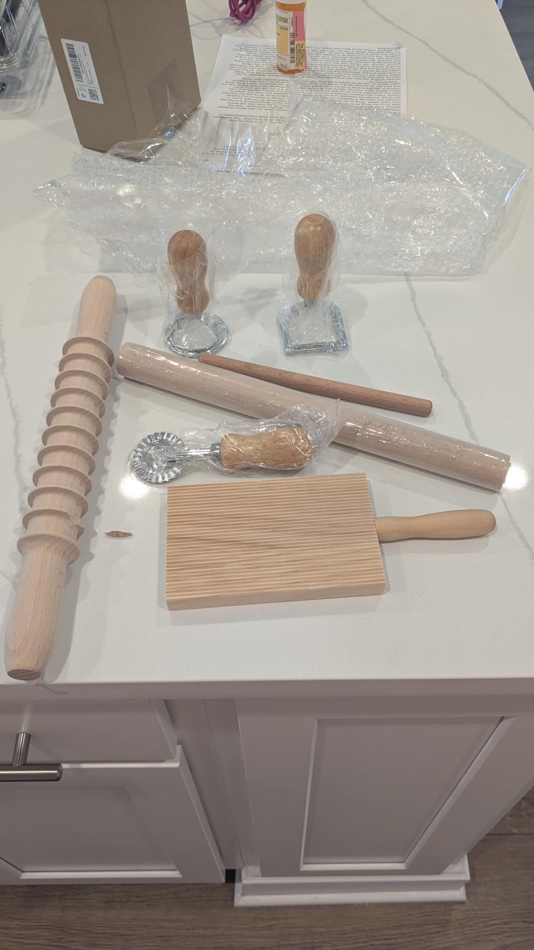 Tioncy 7 Pcs wooden pasta board Kit beechwood, Classic Gnocchi Board Set | Ravioli cutter Pasta Making Tools Pasta Cutter wheel Gnocchi Board for Homemade Italian Pasta Rolling Dough Kitchen Gift customer photo 2