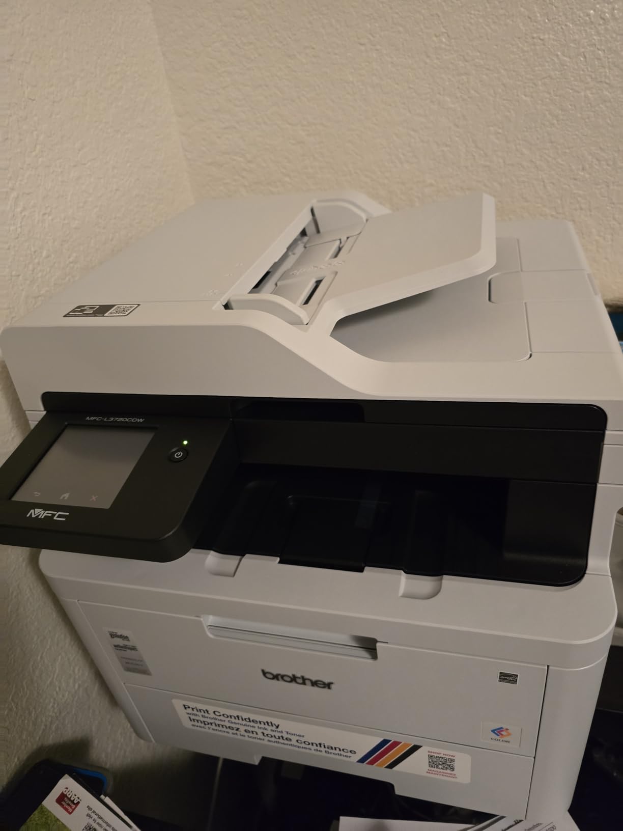 Brother MFC-L3720CDW Wireless Color Laser Printer, Scanner, Copier, Fax, Auto Duplex, 250-Sheet Capacity customer photo 1