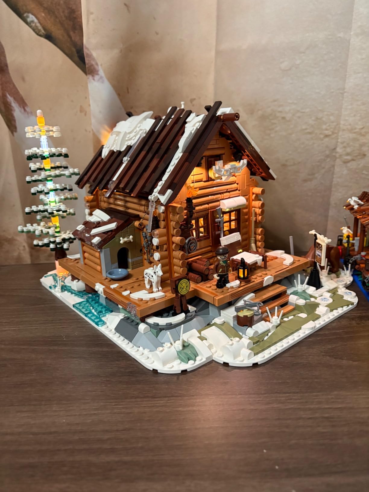 FUNWHOLE Hunting-Cabin Lighting Building-Bricks Set - Retro Wooden Cabin LED Light Construction Building Model Set 2036 Pcs for Adults and Teen customer photo 2