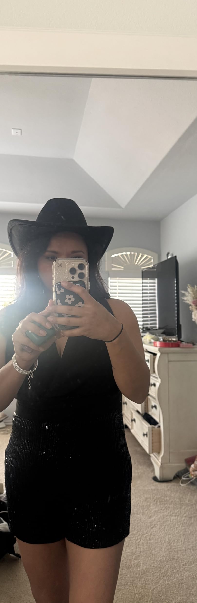Glitter Silver Black Cowboy Hats Women Western Rhinestone Cowgirl Hat customer photo 2