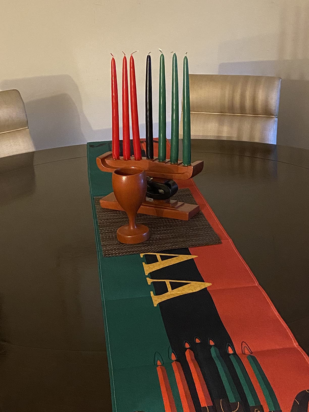 Kwanzaa Table Runner Kinara African American Table Decor African Heritage Holiday Kitchen Dining Room Home Decoration (13