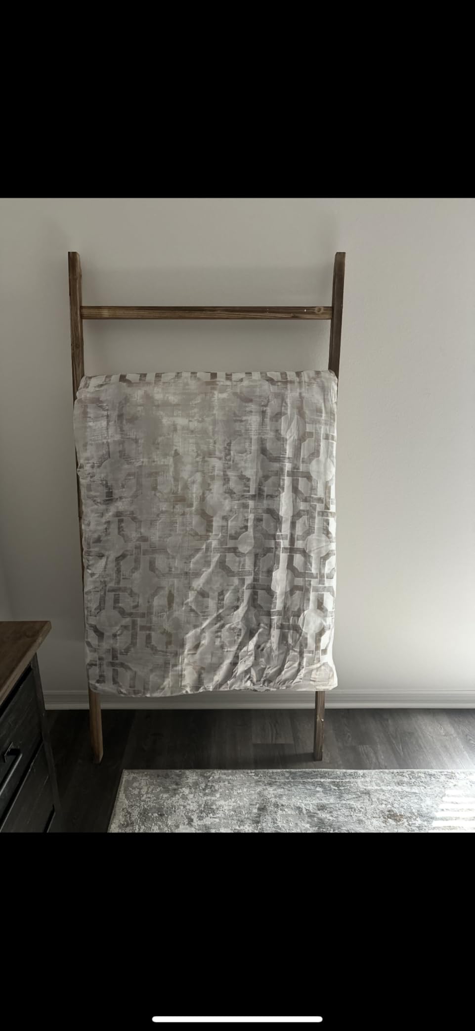 FUIN Blanket Ladder, 24in Wide Rustic Solid Wood Decor Rack, Burnt Brown customer photo 2