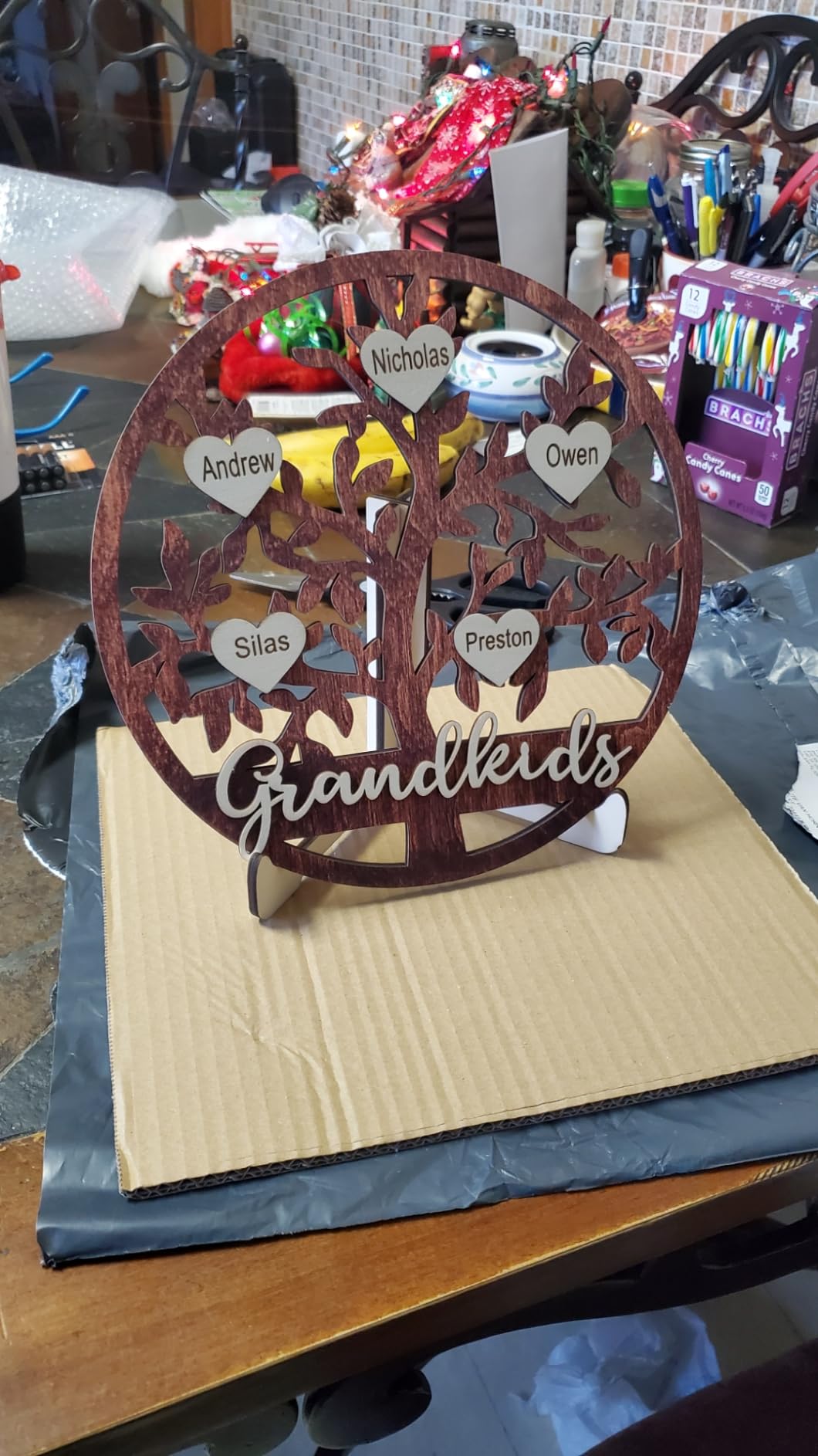 Grandma Gift Personalized Family Tree Wood Sign Custom Grandkids Wood Sign Engraved Name Grandparents Grandpa Grandma Mothers Day Birthday Christmas Gifts for Grandma, Nana, Gigi, Mimi, Mom customer photo 1