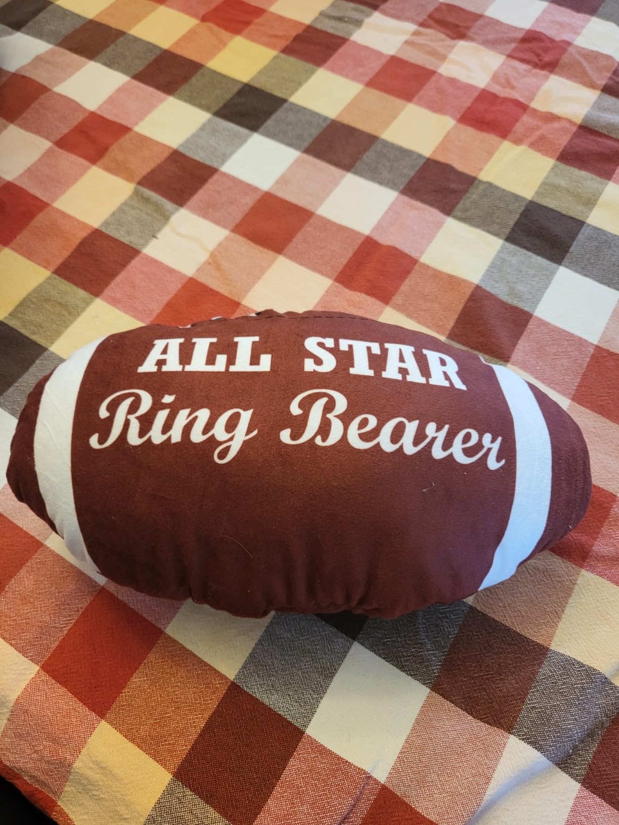 Halloscume 12 Inch All Star Ring Bearer Gift Football Plush Stuffed Fluffy Football Thank You Wedding Gift Will You Be My Ring Bearer Favor for Wedding Boys Girls Newborn Infant Kids Proposal Gifts customer photo 1