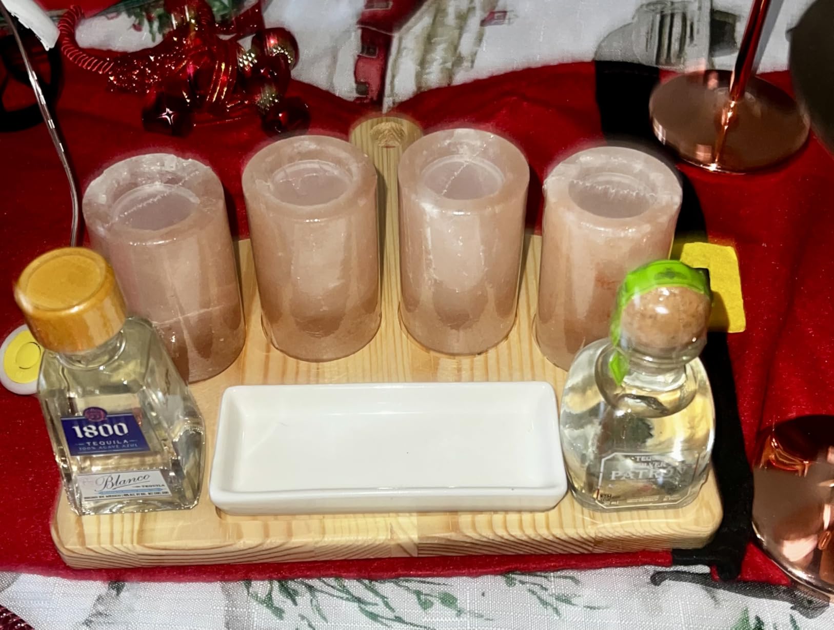 The Spice Lab Pink Himalayan Salt Tequila Shot Glasses, 4 Pack with Tray customer photo 2