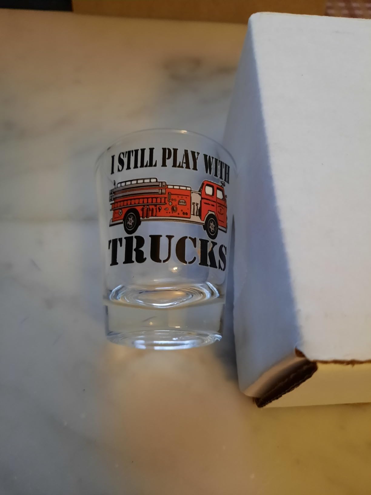 Rogue River Tactical Funny Firefighter Shot Glass Gift for Firefighters - Play With Fire Trucks customer photo 2