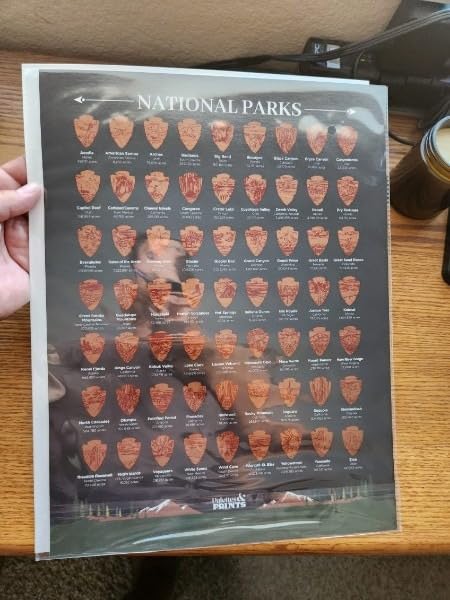 Palettes and Prints US National Parks Scratch Off Poster - Park Gifts | 12x16 National Park Posters - Scratch-Off Travel Map - National Park Decor - Map - Wall Art - Track Your Journey customer photo 2
