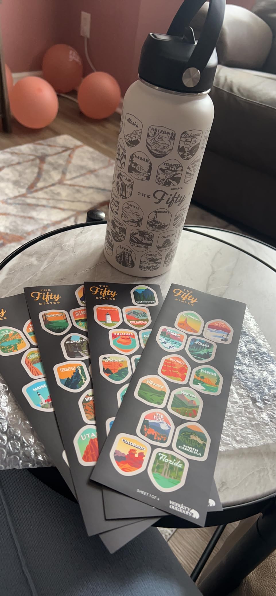 Wondery Official Fifty States bucket list™ Travel Water Bottle with Waterproof Stickers and Straw | Cream 32 oz Engraved | Insulated Stainless Steel Vacuum Sealed | Leak Proof customer photo 2