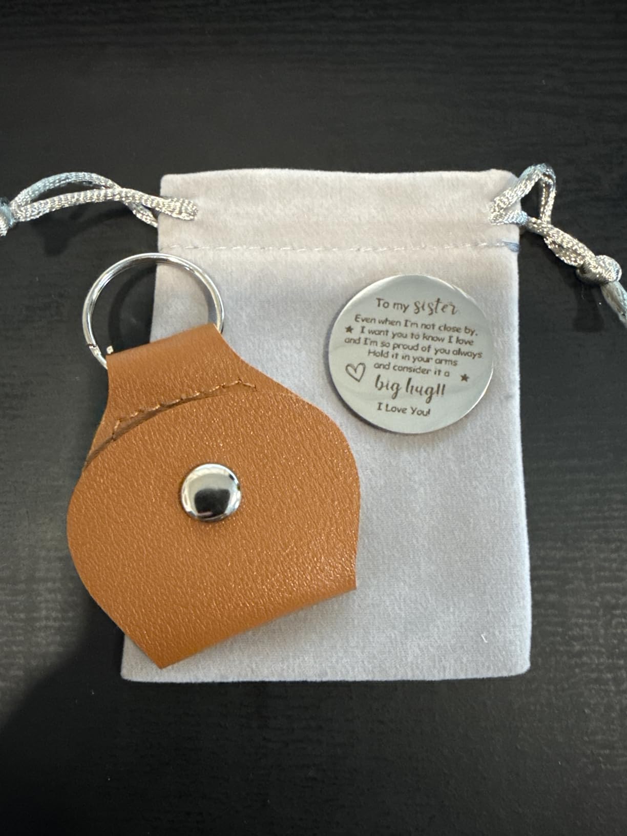 OUMILAN Pocket Hug Token Inspirational Keychain for Men Women | Double Sided Engraved Message Keychain, Great Little Gifts customer photo 2