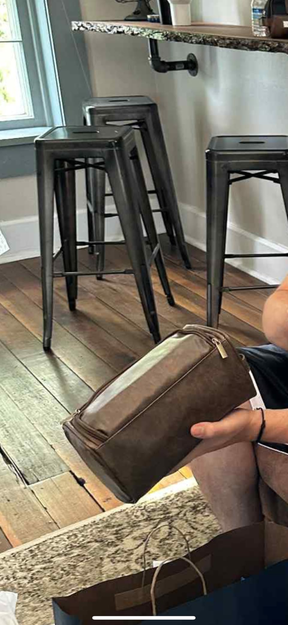 Aliceset 6 Pcs Groomsmen Gifts Leather Toiletry Bags,Dark Brown | Groomsmen Proposal Gifts, Wedding Favors, Set of 6 Travel Kits with Hook, Side Handle,Brown Vintage Organizer customer photo 1