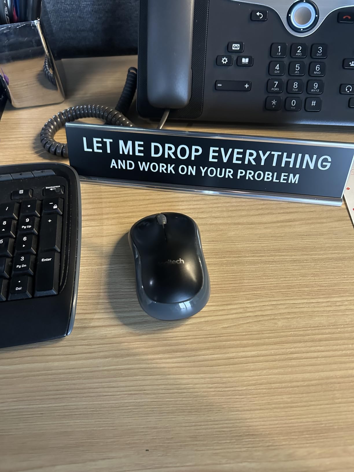 Menkxi Desk Sign 10x2 In,Desk of a Humble Genius customer photo 2