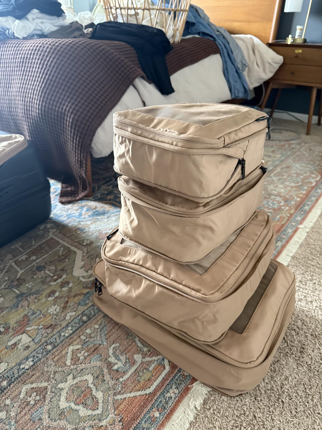 Aerotrunk Compression Packing Cubes for Travel, 6-Pack, Beige - 50% Space Savings, Compression Luggage Organizer Bags customer photo 2