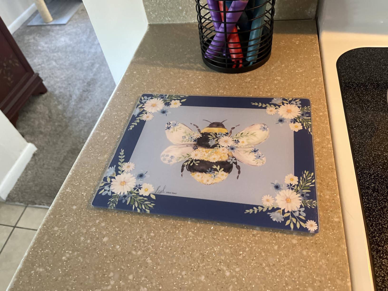 CounterArt Hummingbird 3mm Tempered Glass Cutting Board 10