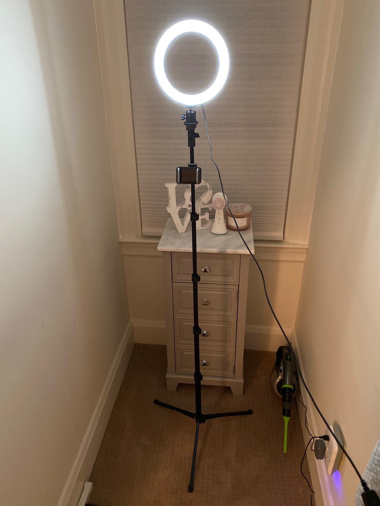 UBeesize 14'' LED Foldable Ring Light with 62'' Tripod Stand, Selfie Ring Light for Video Recording, Live Streaming, TikTok & YouTube, Compatible with iPhone & Android (Black) customer photo 2
