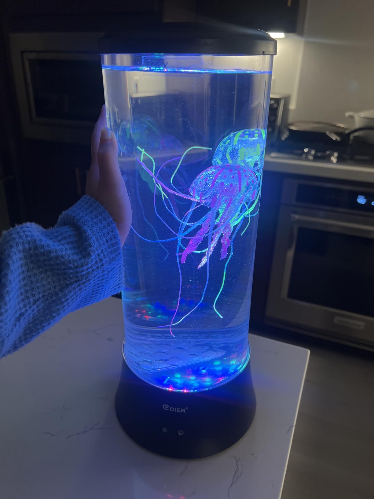 EDIER Jellyfish Lamp, LED Fantasy Jelly Fish Light, 7 Color Setting Jellyfish Tank Table Lamp Decorations for Home Office Decor Great Kids customer photo 1