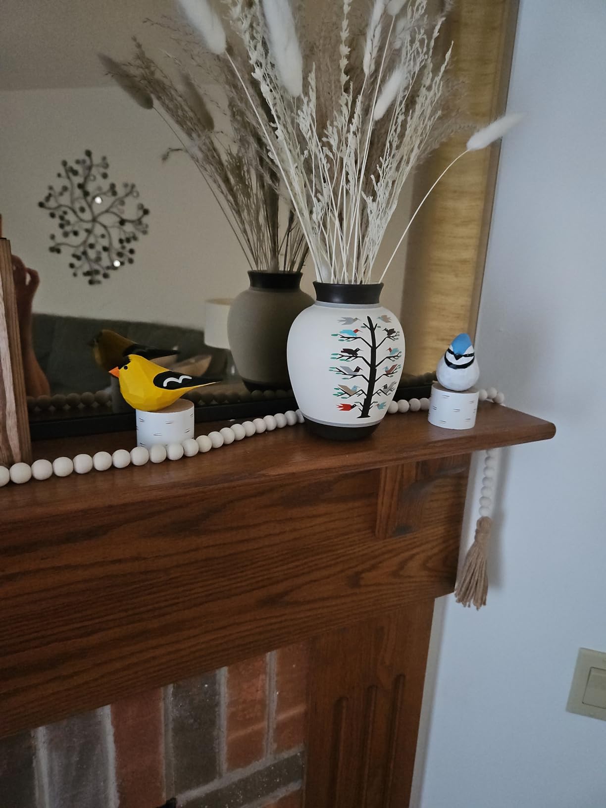 Handmade Wood Bird Figurines, Hand Carved Painted Wooden Bird Ornaments Crafts Home Office Desktop Decor Gifts (American Goldfinch) customer photo 1
