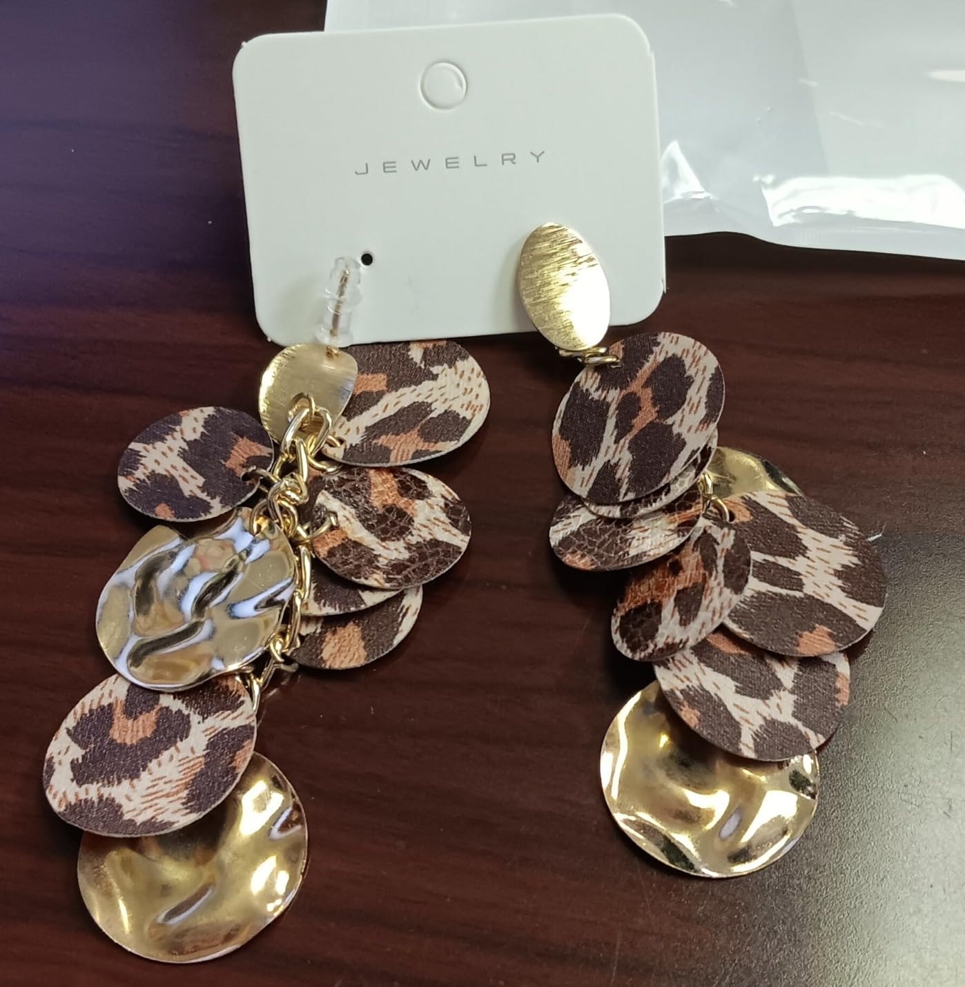 Unique Handmade Bohemian Round Leopard Acrylic Dangle Drop Earrings Statement Vintage 60s 70s Long Chain Resin Disk Stud Earrings for Women Boho Lightweight Summer Beach Jewelry customer photo 1