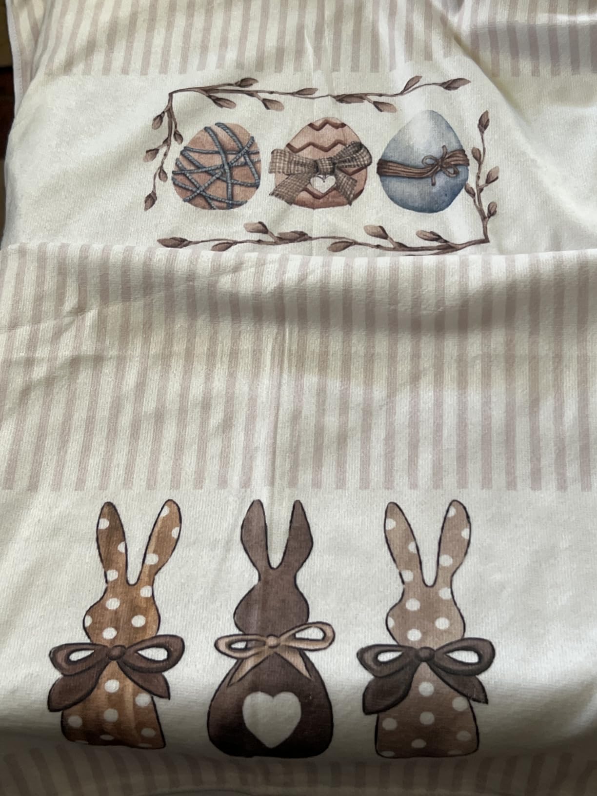 Artoid Mode Stripe Rabbit Bunny Eggs Easter Kitchen Towels Dish Towels, 18x26 Inch Spring Decoration Hand Towels Set of 2 customer photo 1