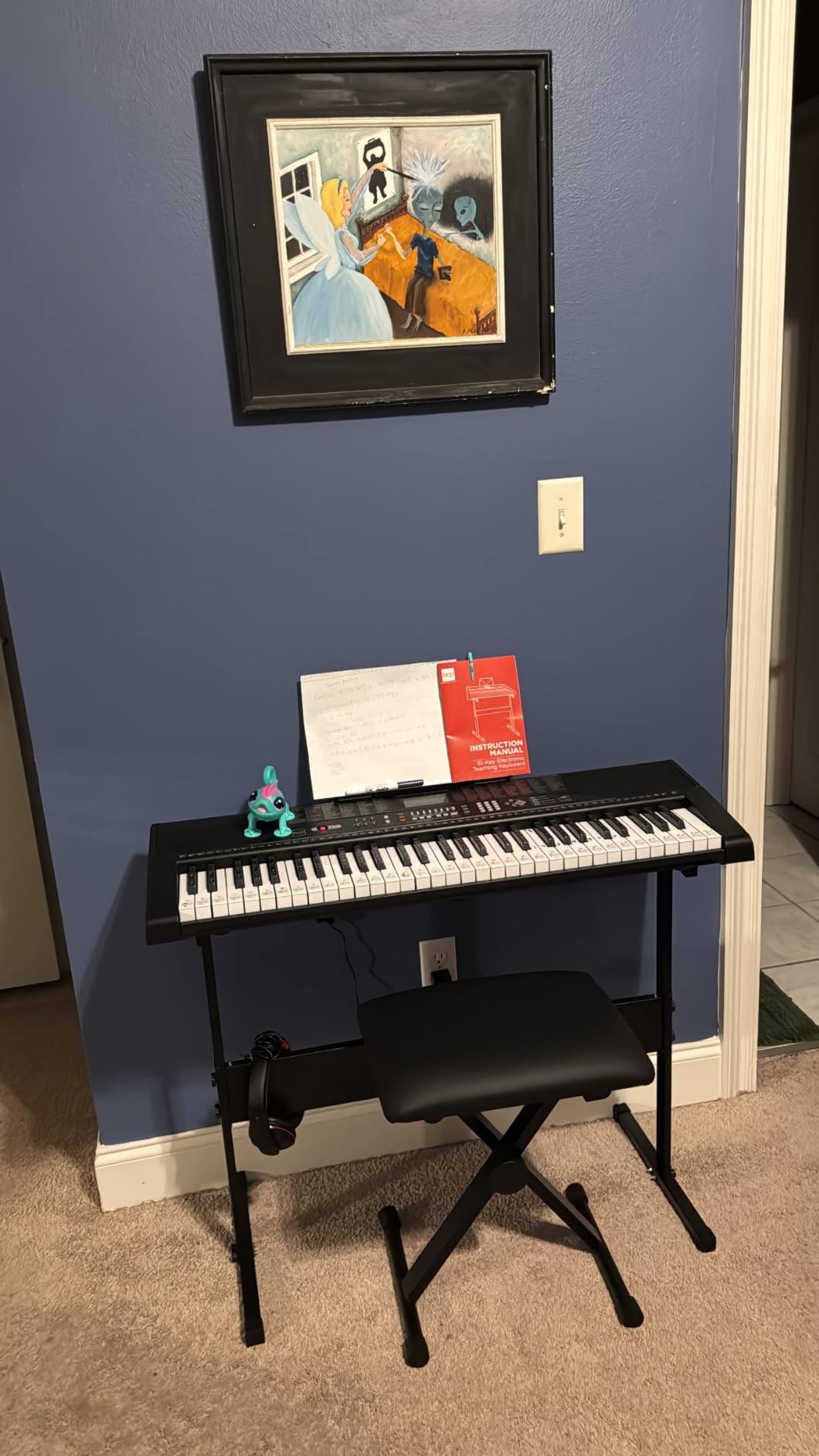 Best Choice Products 61-Key Beginners Complete Electronic Keyboard Piano Set w/Lighted Keys, LCD Screen, Headphones, Stand, Bench, Teaching Modes, Note Stickers, Built-In Speakers - White customer photo 1