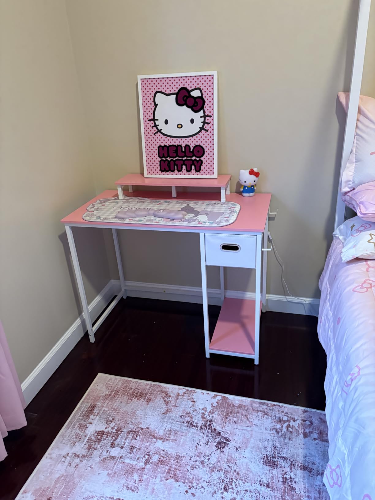 Pamray 39 Inch Small Computer Desk with Monitor Stand and Drawer for Gaming customer photo 2