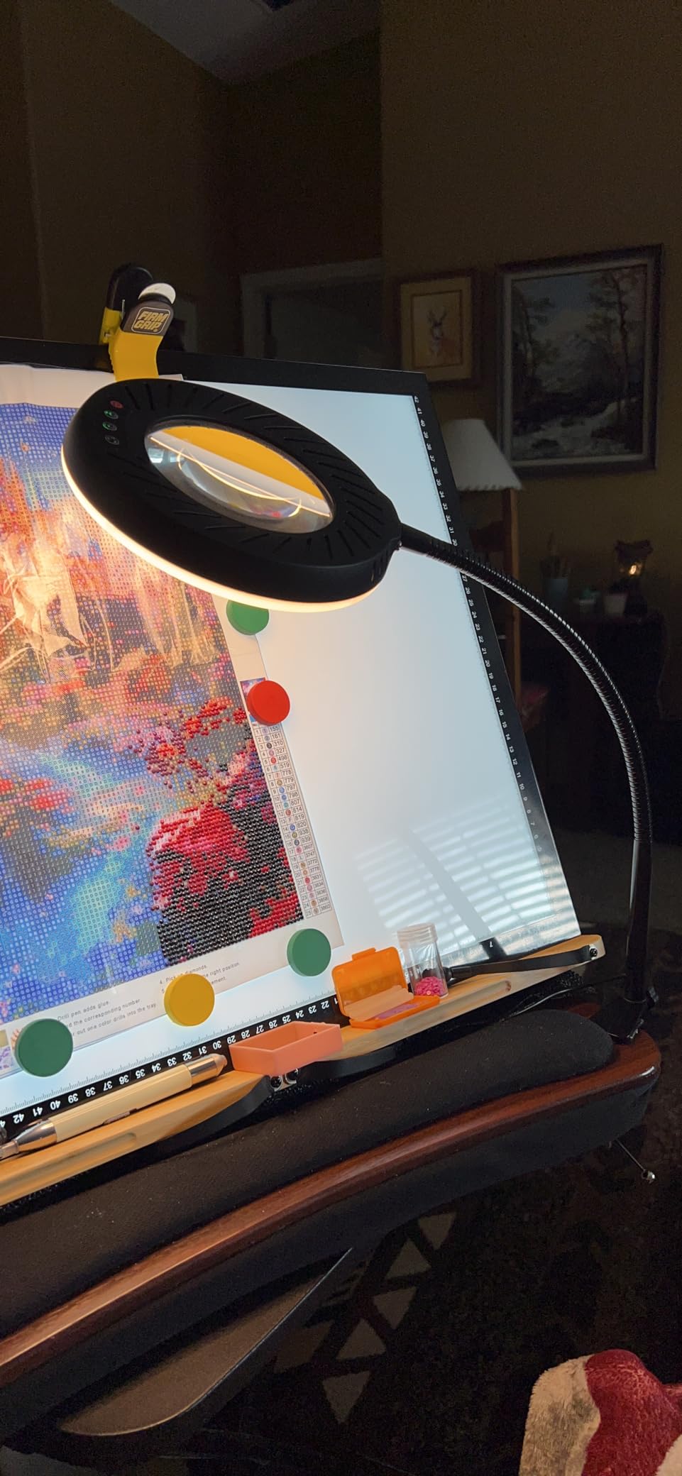 ARTDOT 10X Magnifying Glass with Light and Stand, 144 LEDs Desk Lamp with 5 Color Temperatures and 9 Levels Adjustable Brightness for Diamond Painting Accessories Crafts Reading Hobbies Close Work customer photo 1