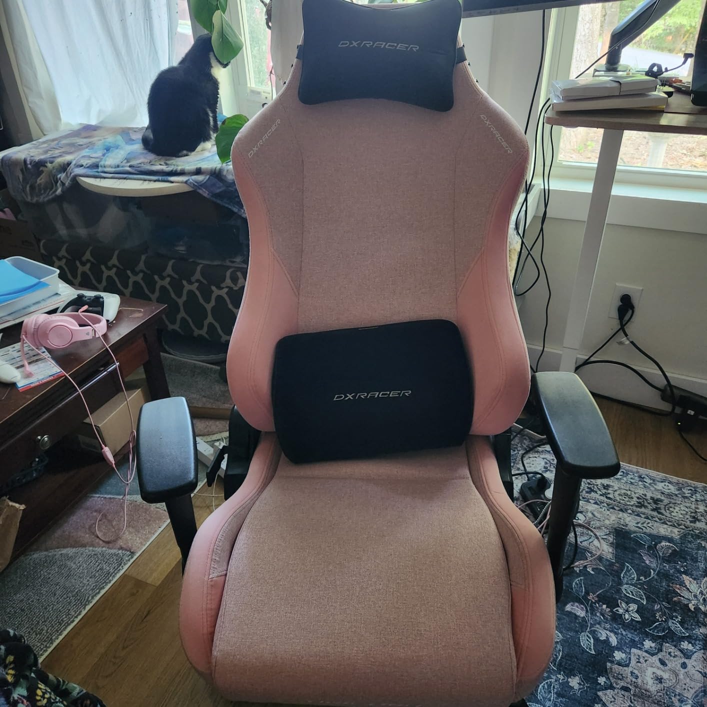 DXRacer Drifting L Ergonomic Video Gaming Chair with Lumbar Support and Headrest, Office Reclining Computer Chair for Adults, Racing Style Height Adjustable (EPU Leatherette, Black White) customer photo 1