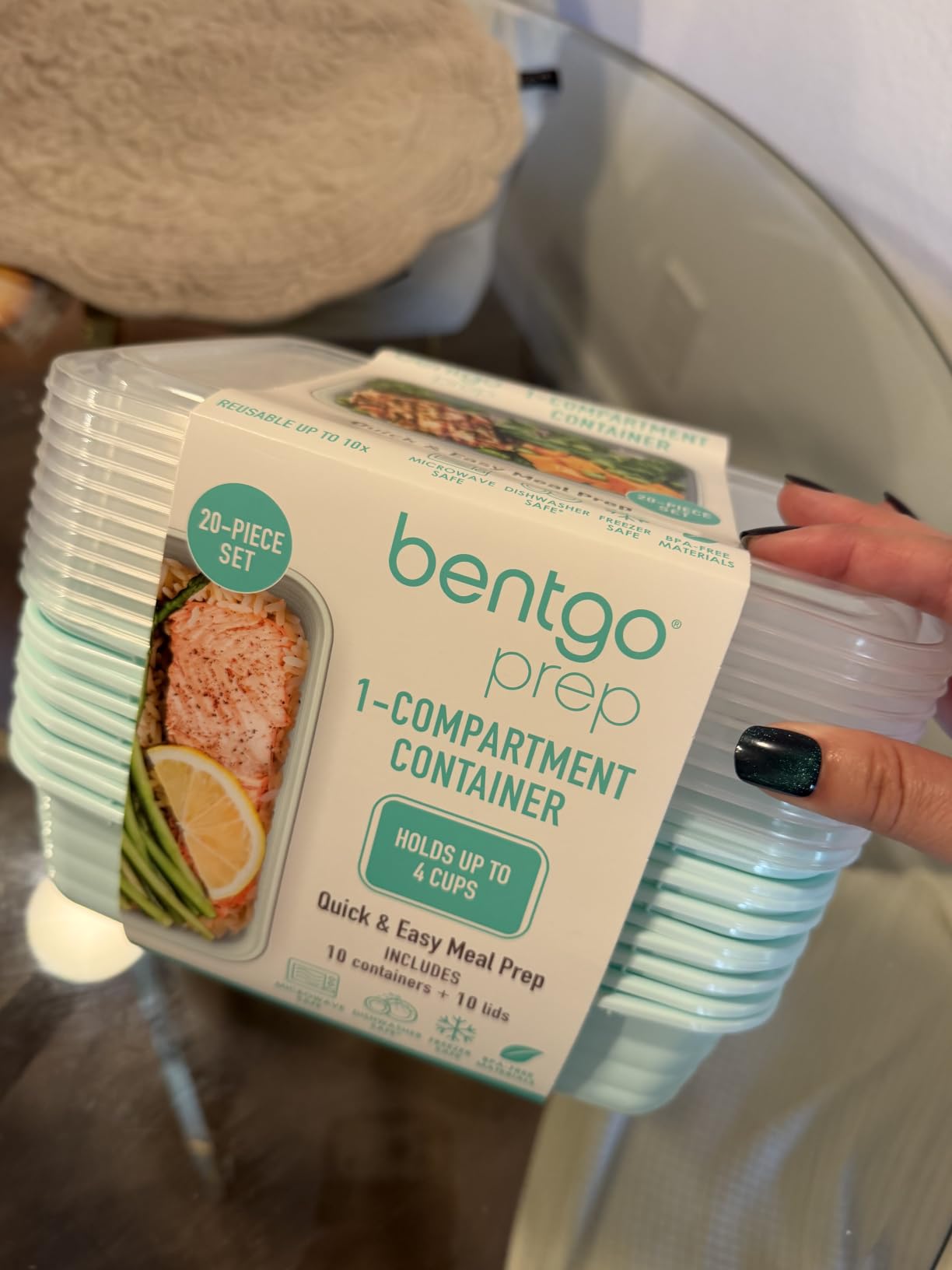 Bentgo Prep - 20-Piece 1-Compartment Reusable Meal Prep Containers with Lids, PFAS & BPA Free Materials, Durable, Microwave, Freezer, & Dishwasher Safe To Go Food Storage (Navy Blue) customer photo 2