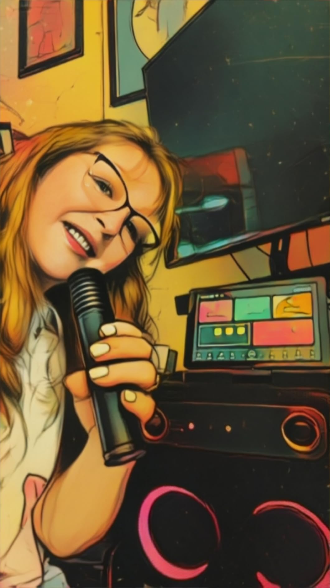 Ikarao Smart Karaoke Machine for Adults with Lyrics Display, 32GB Karaoke Tablet, 2 Wireless Mics, 300W Peak Power, 4 DJ Lights customer photo 1
