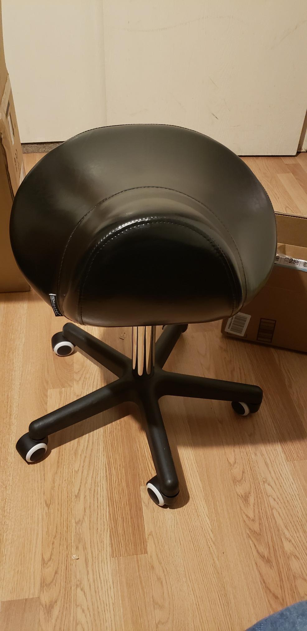 Master Massage Ergonomic Saddle Chair-Saddle Stool- Hydraulic Swivel Rolling Chair-Salon Clinical Tattoo Dentist Clinic Stool, Spas, Salons Stools, Workshop Office-Coffee customer photo 1
