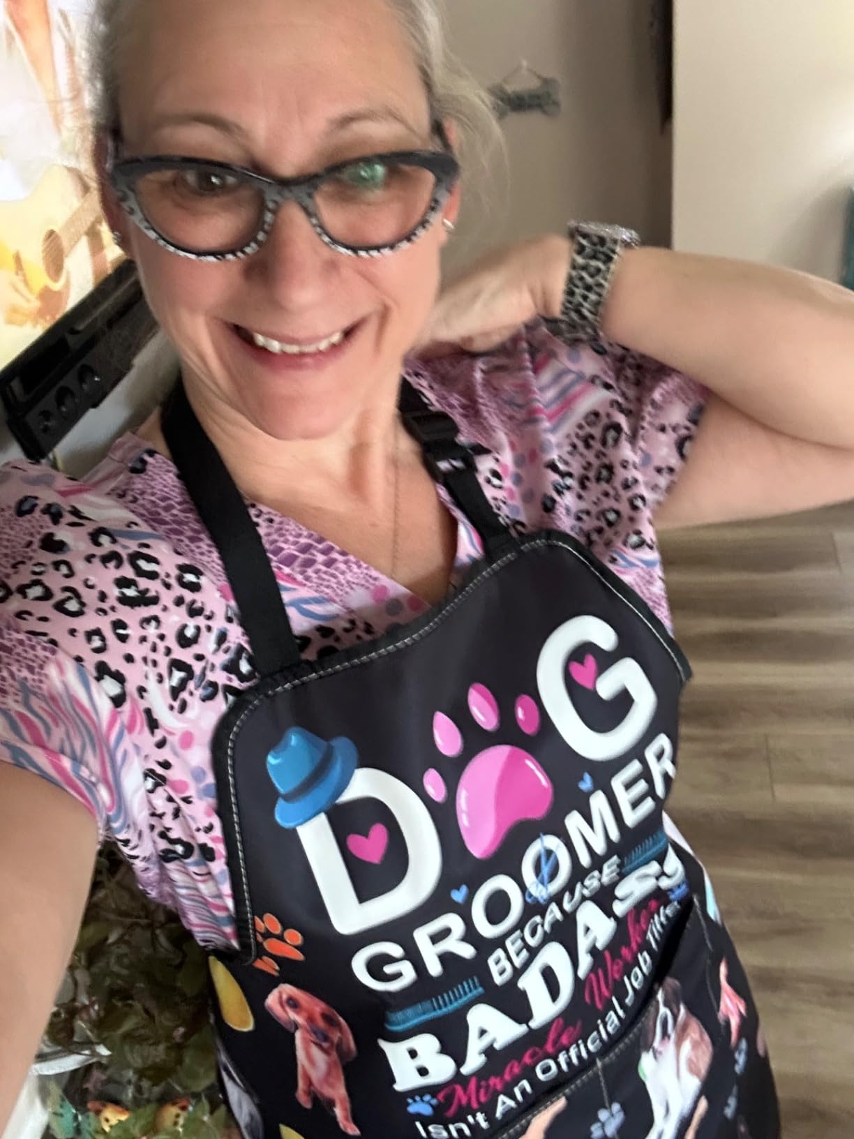 JXGZSO Dog Grooming Apron - Waterproof with Pockets for Dog Groomers and Hairdressers customer photo 1