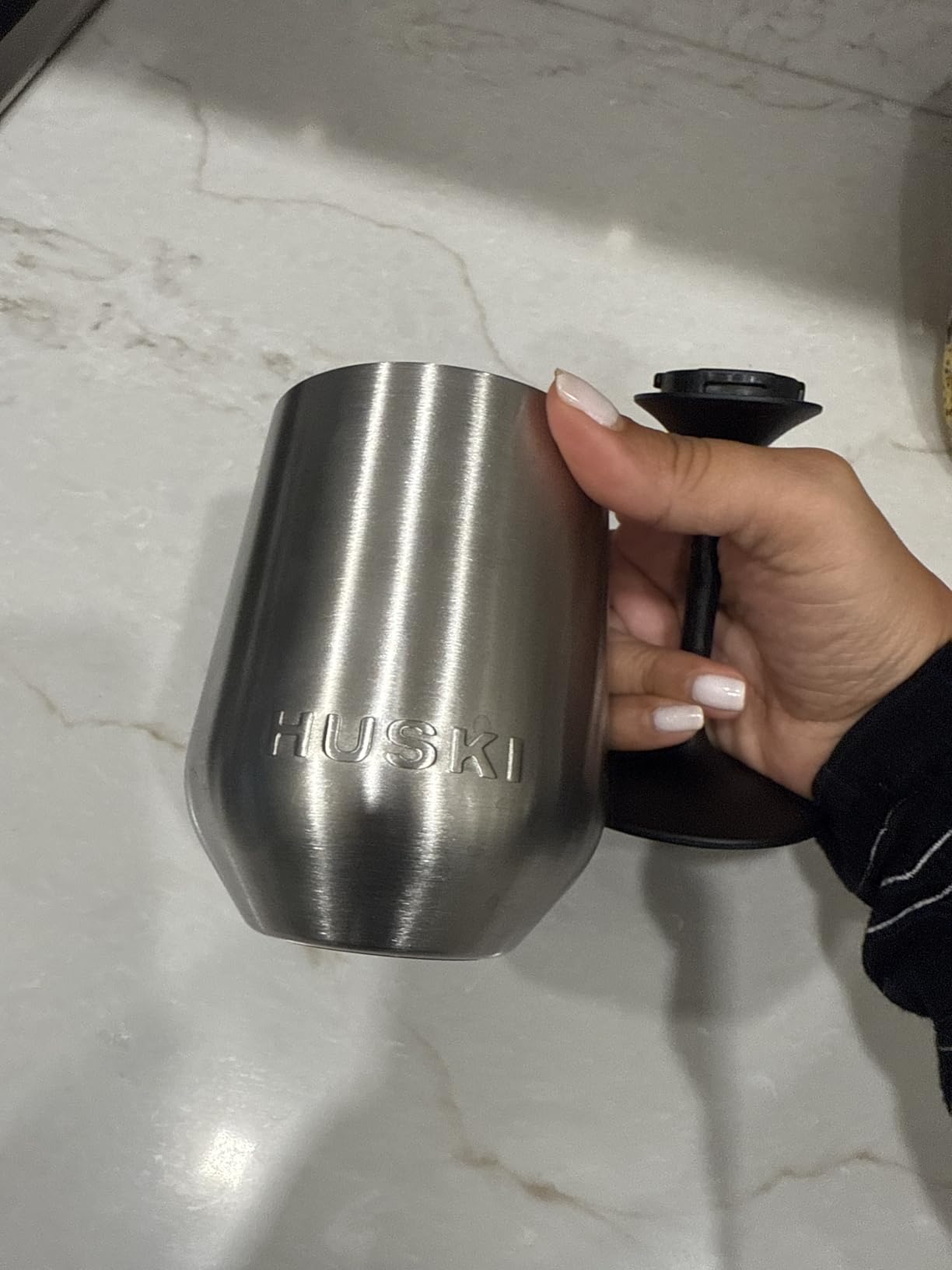 Huski Wine Tumbler 2.0 | NEW | Award-winning Design with Detachable Stem | Premium Stainless Steel Wine Glass with Lid | Triple Insulated Tumbler | 12oz Capacity | Great Gift (Champagne) customer photo 1