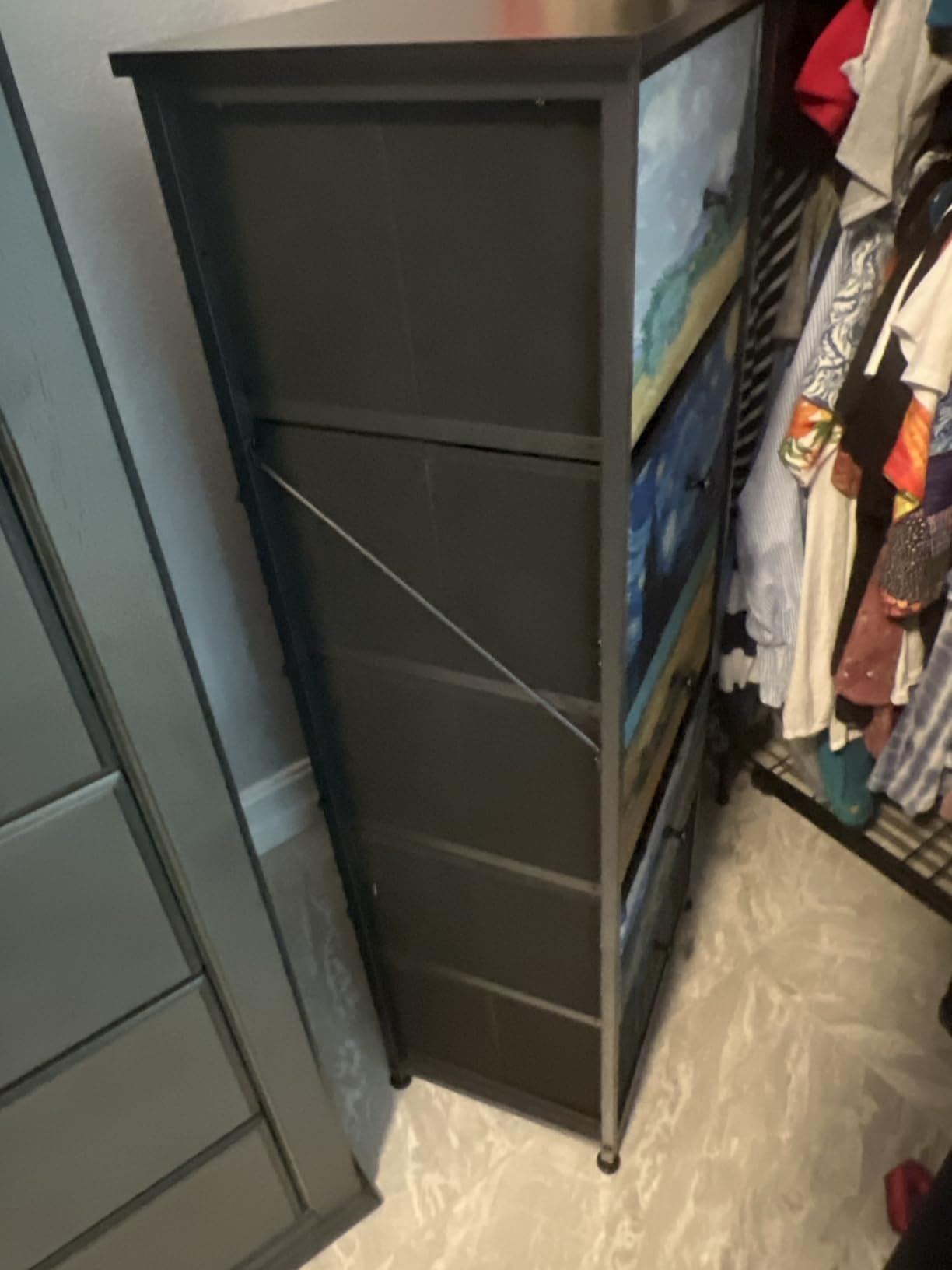 Narrow Dresser for Bedroom Slim 4 Drawer Dresser Vertical Storage Tower Unit for Living Room Hallway Closet Sturdy Steel Frame Wooden Top Easy Pull Handle customer photo 1