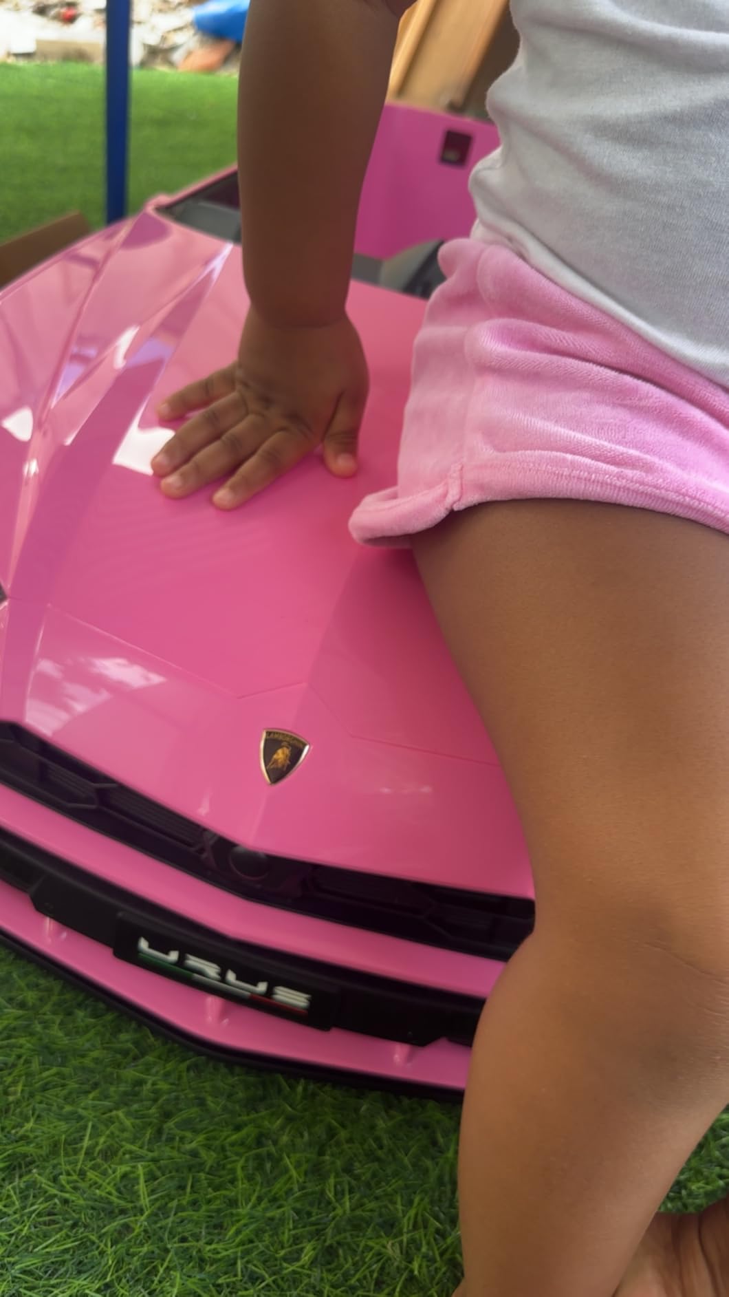 Electric Car for Kids 12V Licensed Lamborghini Ride On Car with Remote Control,Max Speed 2.5Mph,LED Lights,Music Players,Lockable Doors,Spring Suspension,Toddler Cars to Drive,Pink customer photo 2
