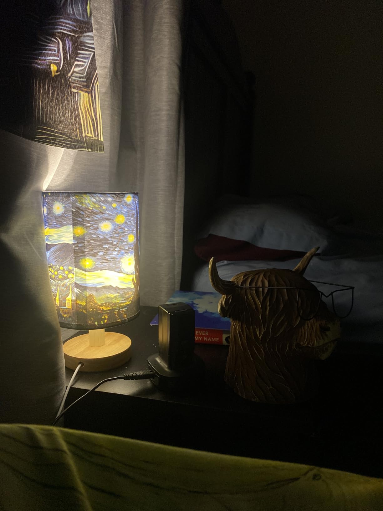 ALAZA Cartoon Blue Shark Decor Bedside Table Lamp with USB Port for Bedroom Nightstand Office Desk LED Bulb Included customer photo 1