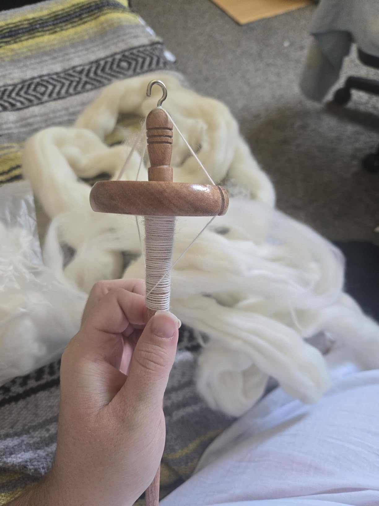 SAVINA Wooden Top Whorl Drop Spindle for Spinning Wool Roving into Yarn customer photo 2