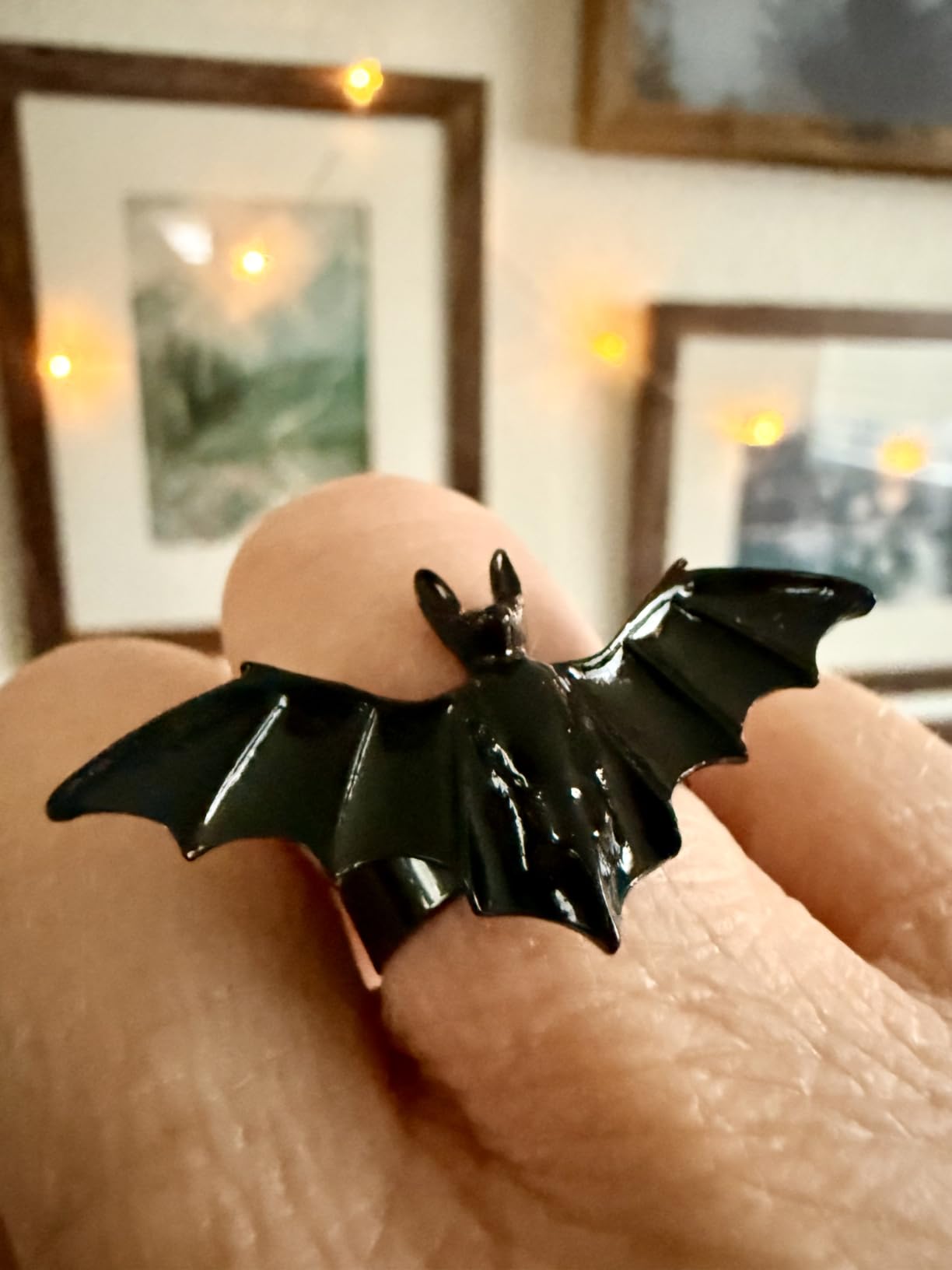 2 Pack Adjustable Black Bat Rings, Gothic Halloween Jewelry customer photo 1