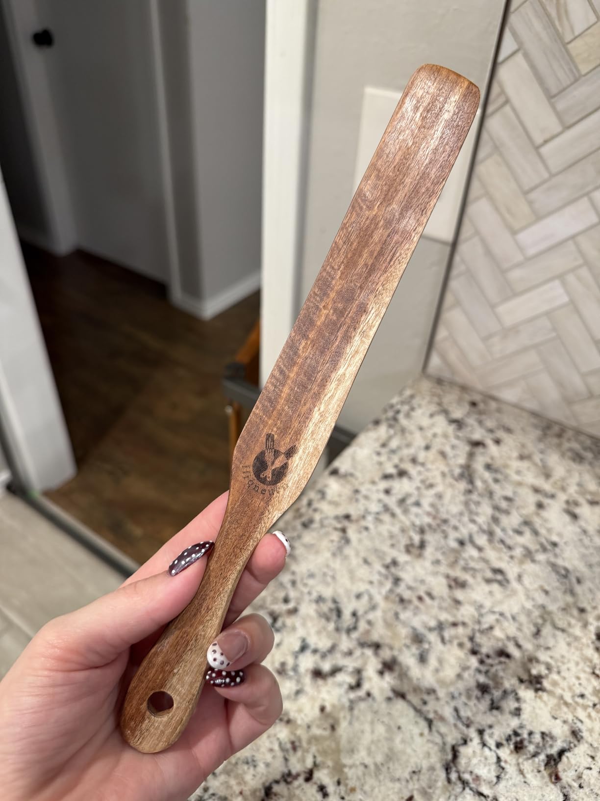 Skinny Spurtle for Sourdough Starter, Mixing, Reaching Bottom of Jar, Dough Whisk, Natural from High Moist Resistance Teak, Spurtles Kitchen Tools Wooden Kitchen Utensils for NonStick Cookware customer photo 1