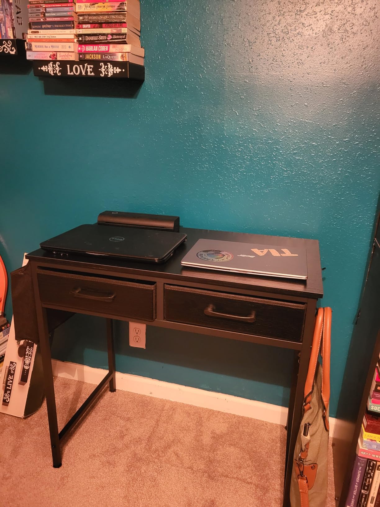 DLisiting 32 Inch Small Desk with Drawers, Black customer photo 2