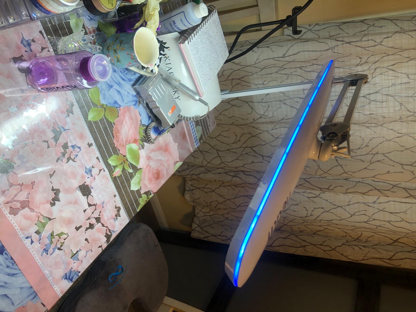 Neatfi XL 2,200 Lumens 24W LED Desk Lamp – 23” Wide Shade | Dimmable Eye-Caring Task Light | Adjustable Arm | Home Office, Study, Crafts & Nail Tech (White with Pink Ring, Non-CCT with Clamp) customer photo 2