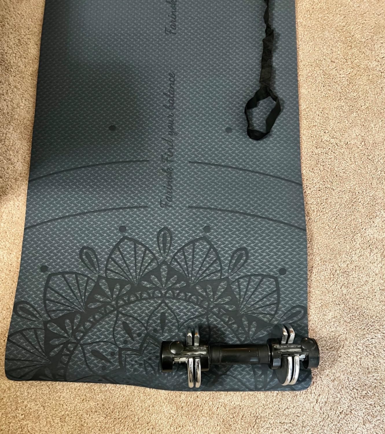 1/3 Yoga Mat Thick, Yoga Set for Beginners - Include High Density Mat with Multi-loops Strap, Blocks, Booty Resistance Band Set, Door Anchor, Carring Bag & Strap customer photo 1