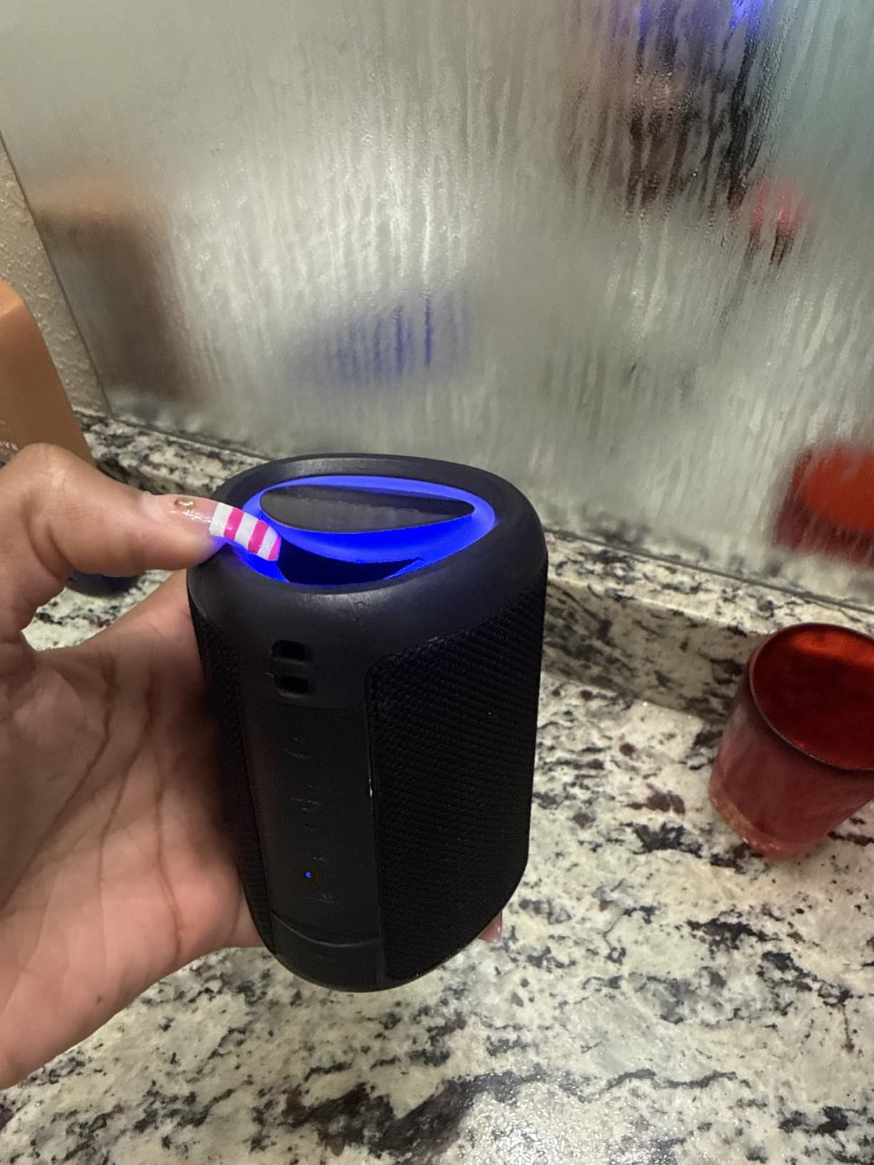 Portable Bluetooth Speaker IPX5 Waterproof for Outdoor | HD Sound, Dynamic Light, All Day Playtime, Wireless BT 5.3 customer photo 2