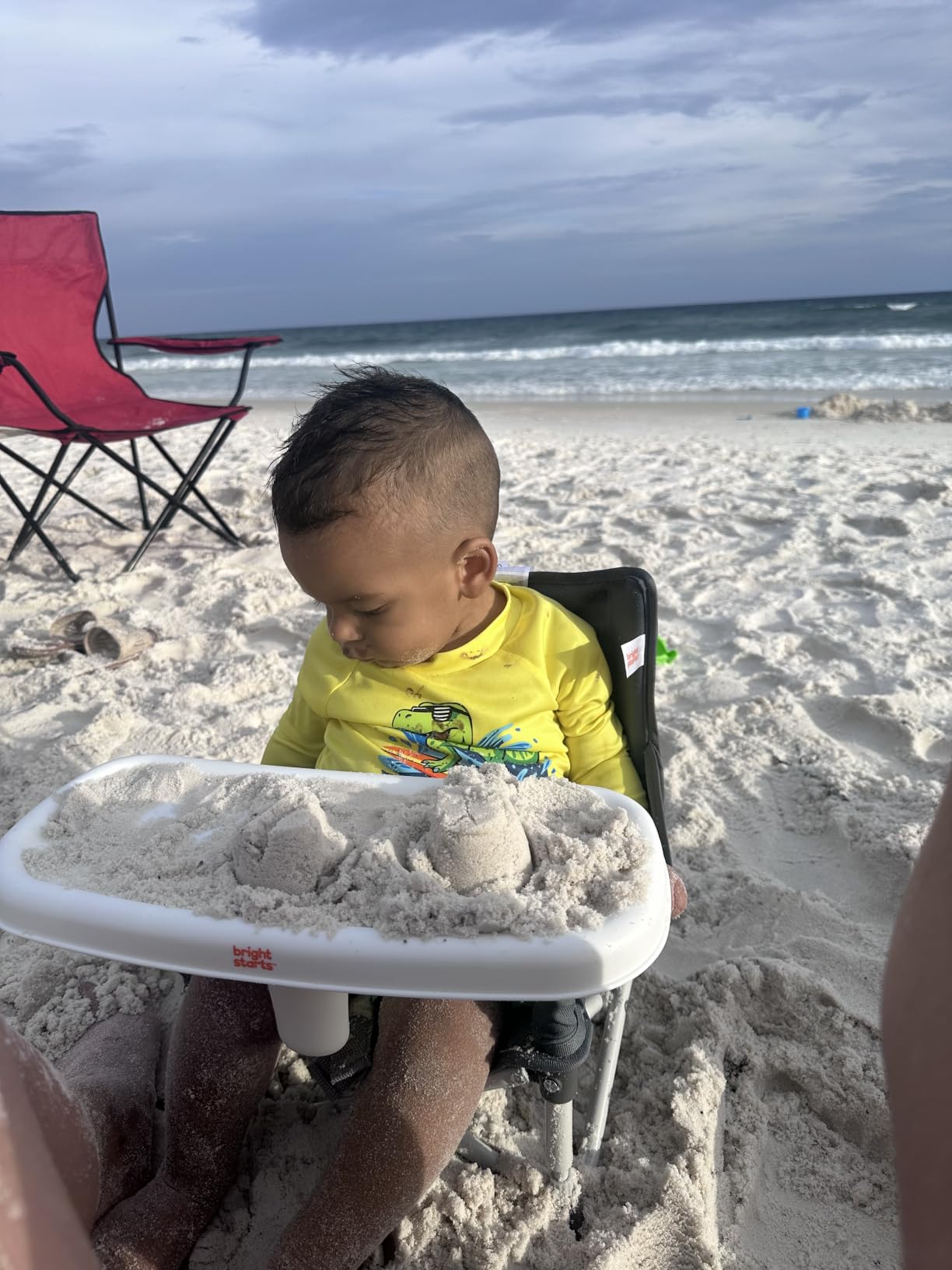 Bright Starts Pop ‘N Sit Portable Booster Seat, 3-in-1 Floor Seat, Travel High Chair & Toddler Booster with Feeding Tray, Indoor/Outdoor, Grey, 6 Months–3 Years customer photo 2