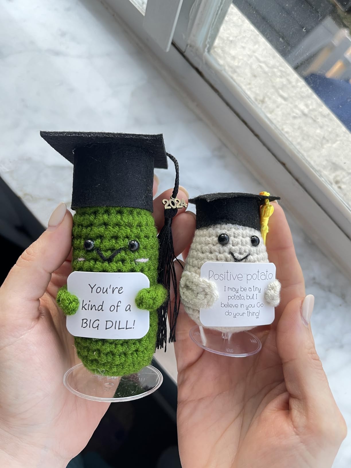 Graduation Gifts 2026 for Her & Him, Funny Handmade Crochet Graduation Pickle with Cap, 2026 Charm & Wooden Stand, Cute Class of 2026 Senior Gift for High School College Grad, Big Dill Congrats Gift customer photo 1